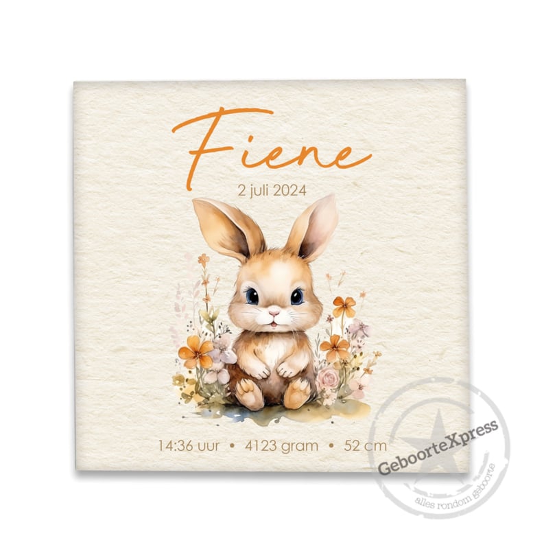 Geboortetegeltje met konijntje