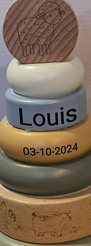 Little Dutch Little Farm tuimelring piramide met naam