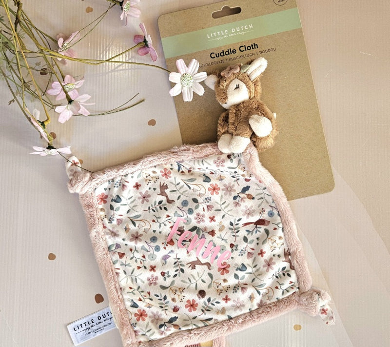 Little Dutch print knuffeldoekje 'Fairy garden'' hertje (met naam)