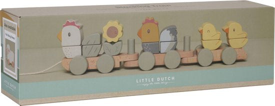 Little Dutch Little Farm blokkentrein KIP met geboortegegevens