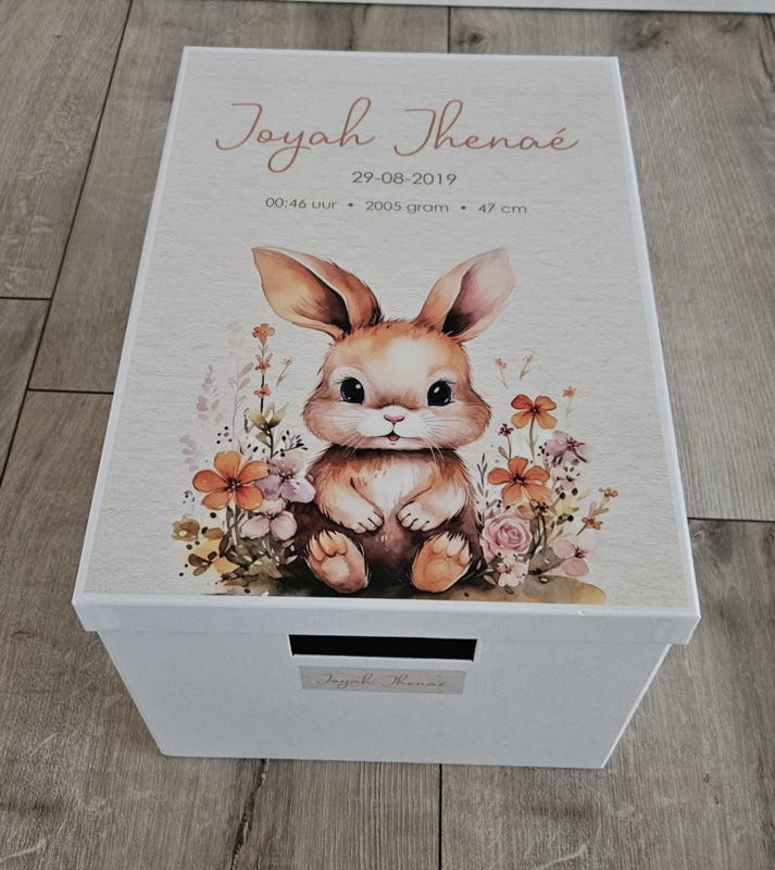 Bewaardoos met naam schattig konijntje