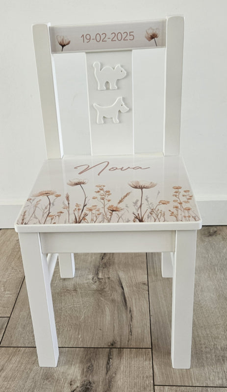 Stoeltje met naam Wildflowers