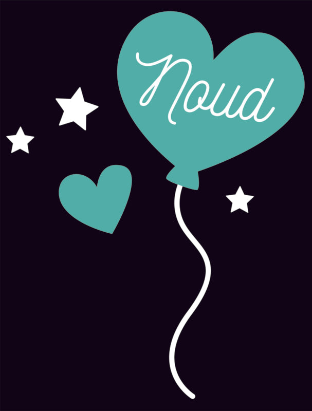 Raamsticker met naam 'ballon en hartje' mint