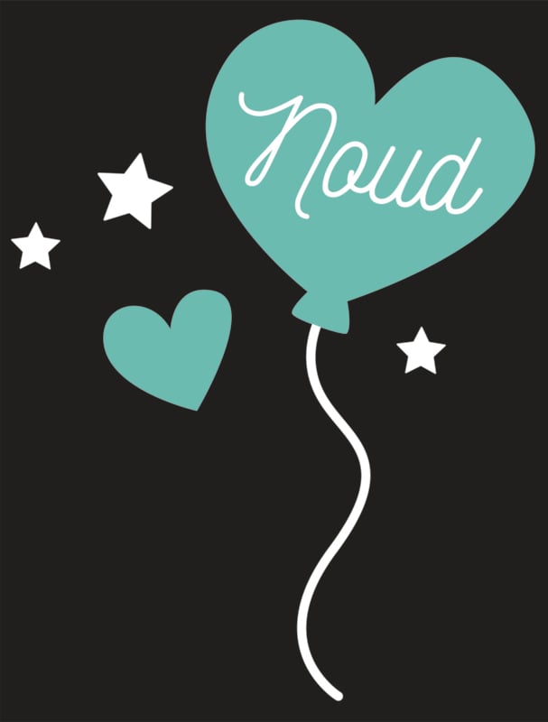 Raamsticker met naam 'ballon en hartje' roze