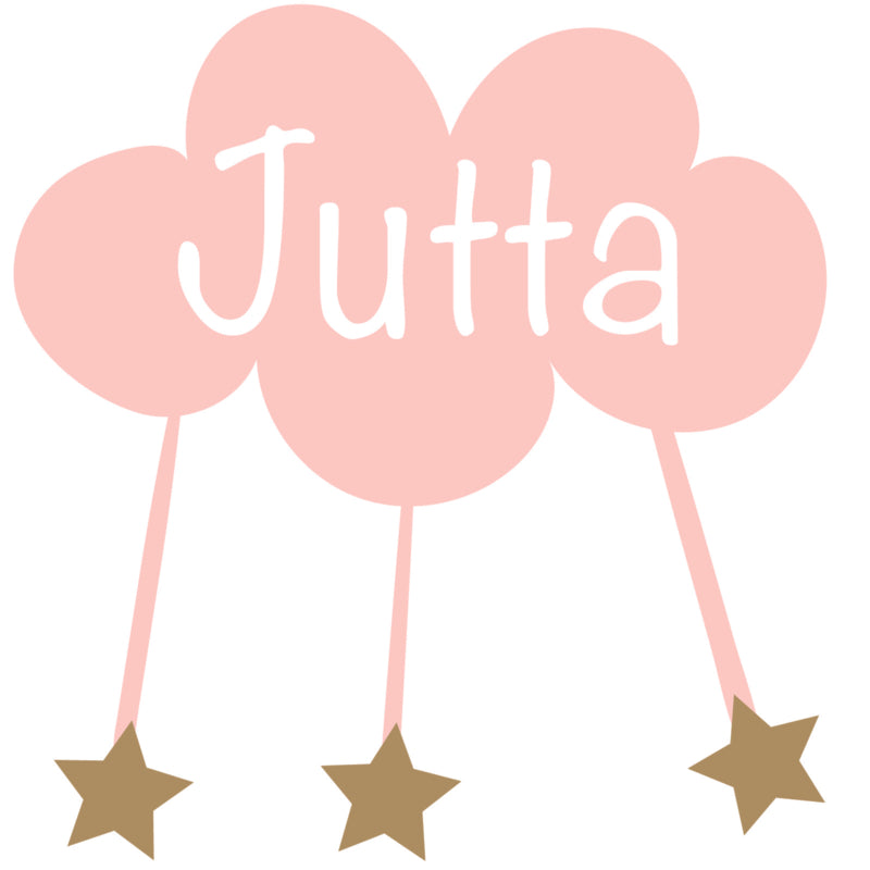 Raamsticker met naam 'wolk en sterren' roze