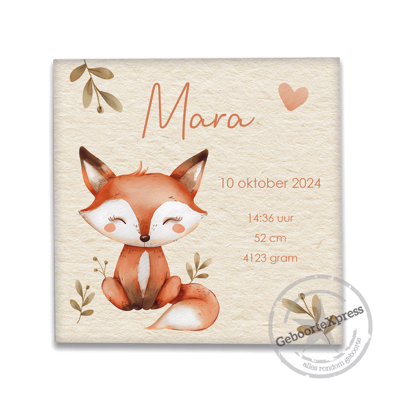 Geboortetegeltje met vosje