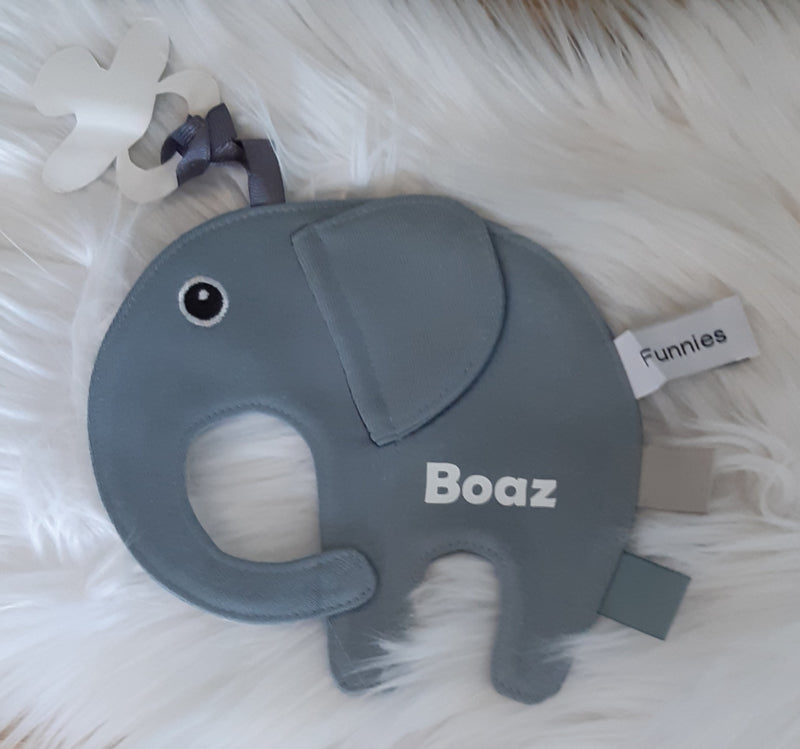 tutpop/ speendoekje Ollie - Grey Blue (met naam)