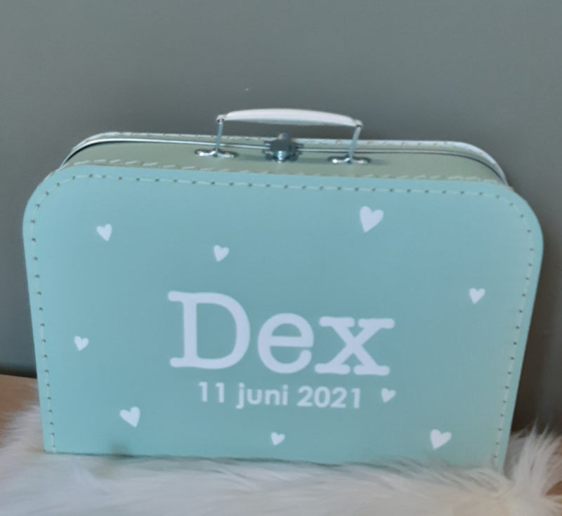 Koffertje met naam Kleine hartjes