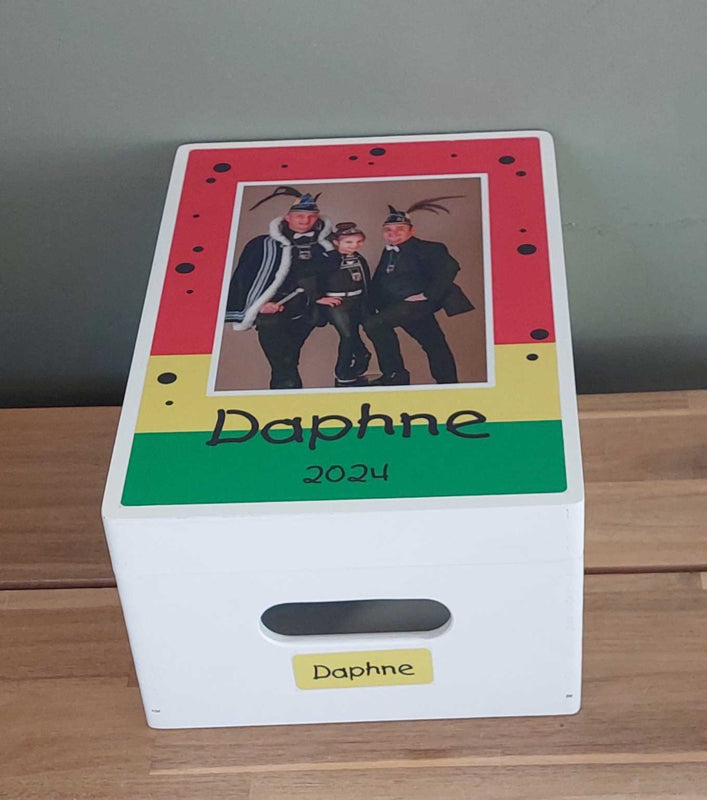 Bewaar-, herinneringsdoos Carnaval HOUT WIT KLEIN