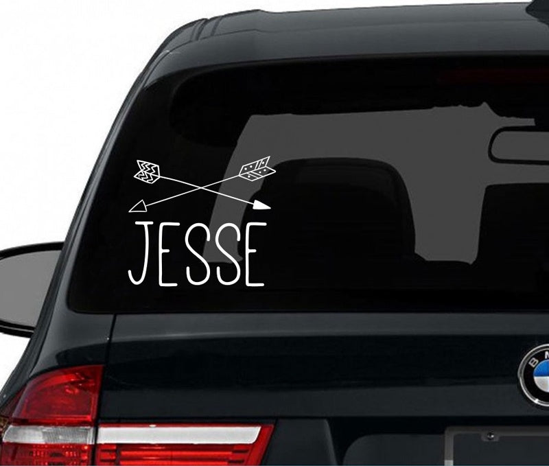 Autosticker baby hippe pijlen - Jongen of Meisje, kleuren aan te passen