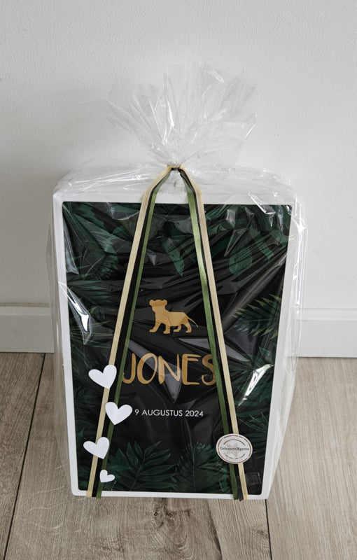 Houten herinneringskist met naam Junglelook