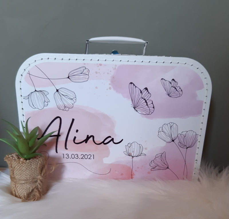 Koffertje met naam Aquarel Veldbloemen