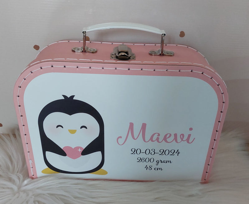 Koffertje met naam Pinguin meisje