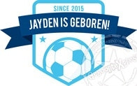 Geboorte Raamsticker voetbal - blauw