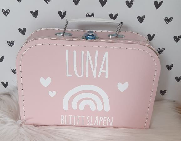 Koffertje regenboog-hartjes meisje *BLIJFT SLAPEN* diverse kleuren