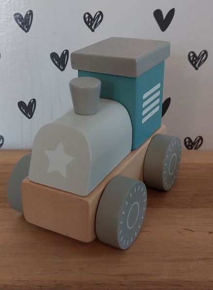 houten trein en dieren ''Jungle'' met naam en geboortegegevens