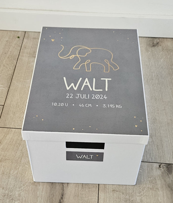 Bewaardoos met naam Olifant Silhouette