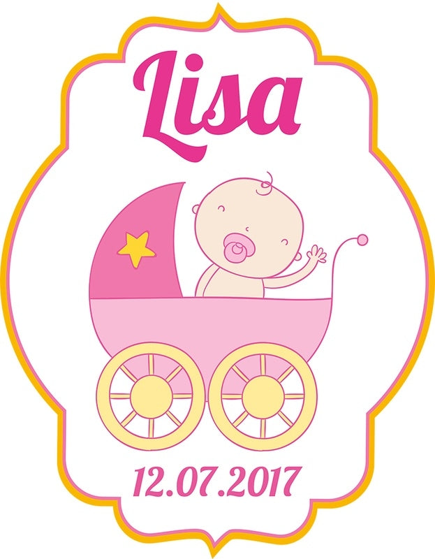 Raamsticker geboorte - Baby in wandelwagen