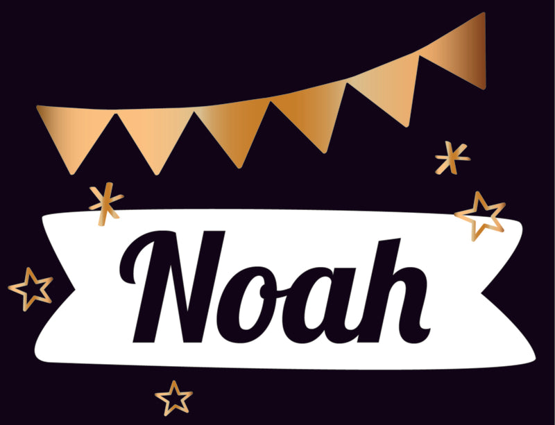 Raamsticker met naam 'banner met vlaggetjes' zwart