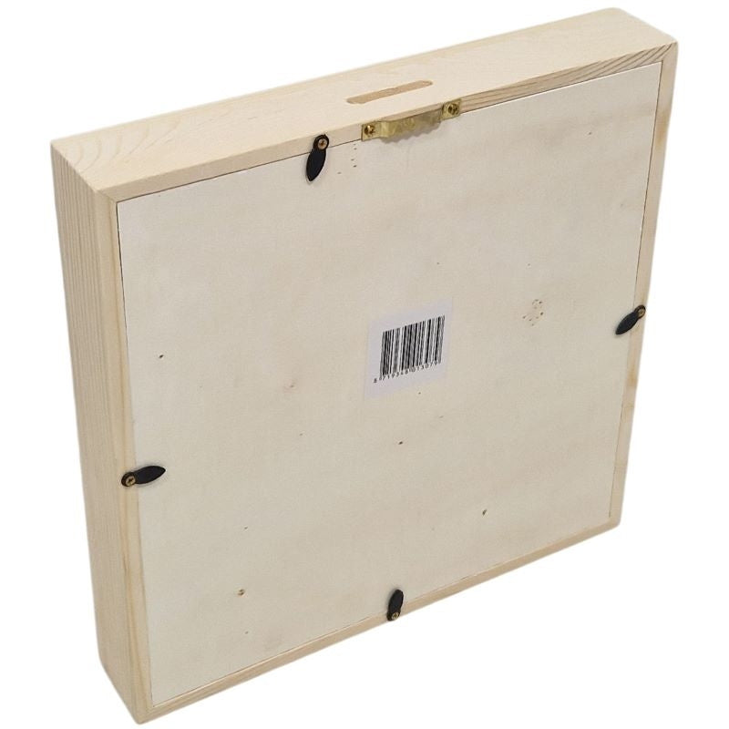 houten/ plexiglas spaarpot met naam 'dots'