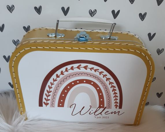 Koffertje met naam Regenboog Naturel