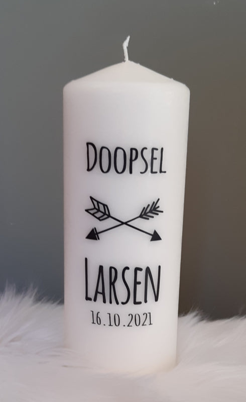 Doop- of geboortekaars met naam Pijlen