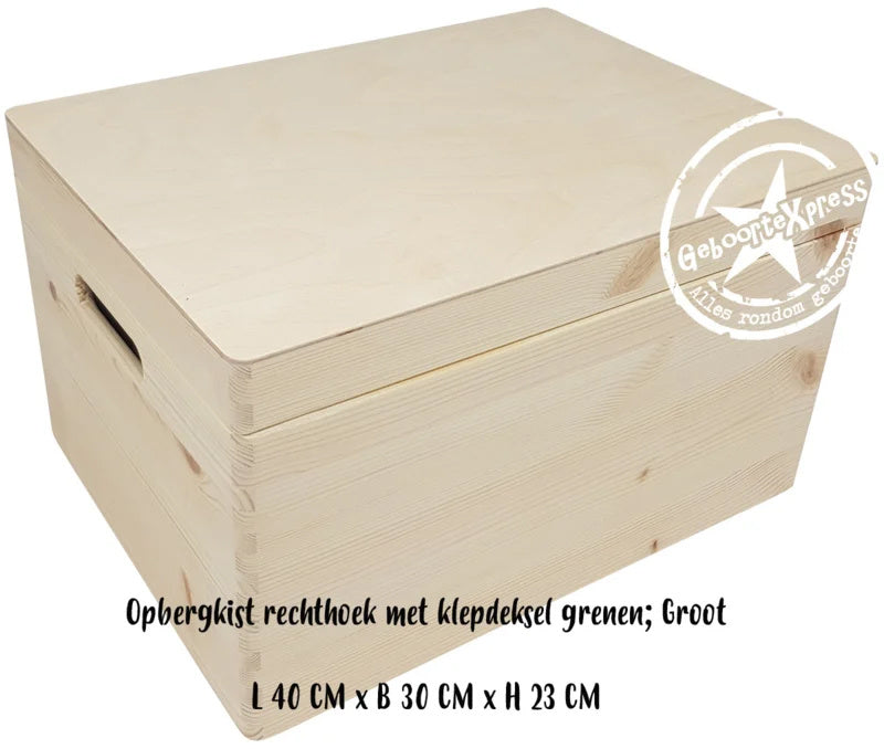 Houten herinneringskist met geboortegegevens en FOTO