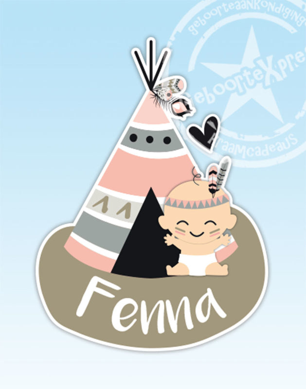 Raamsticker geboorte baby met tipi tent