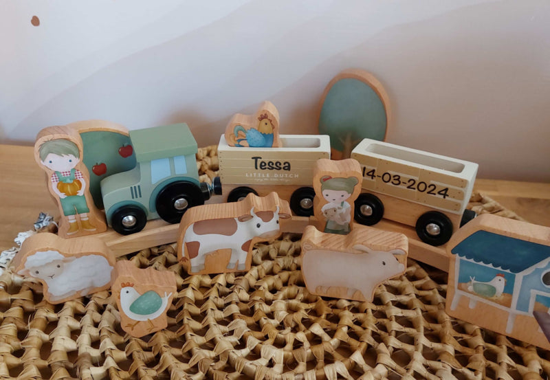 Little Dutch  treinset met naam Little Farm