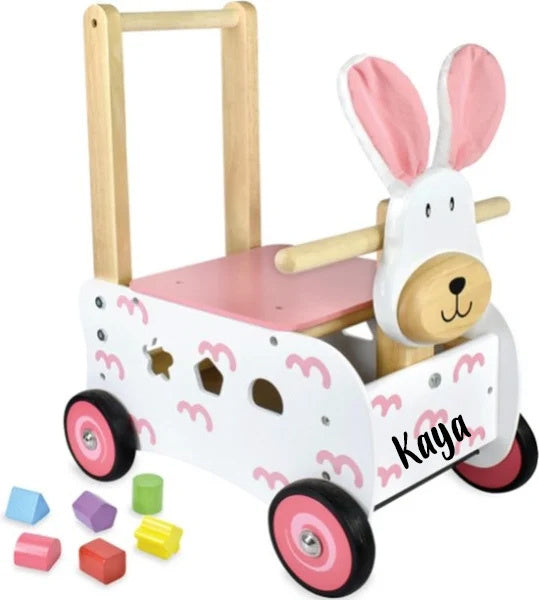 Loop- duwwagen konijn met naam I'm Toy (3 in 1)