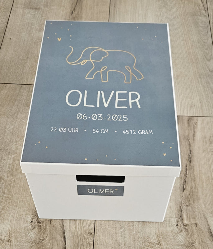 Bewaardoos met naam Olifant Silhouette