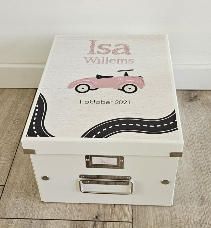 Bewaardoos met naam Spitfire roze