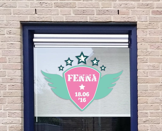 Raamsticker meisje Wings, diverse kleuren