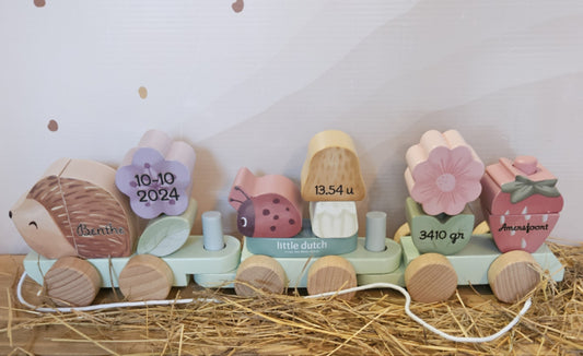 Little Dutch Fairy Garden blokkentrein EGEL met geboortegegevens