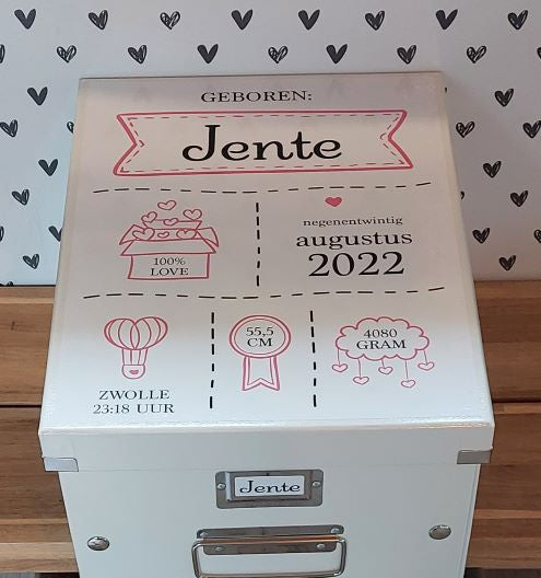 Bewaardoos herinneringen met geboortegegevens