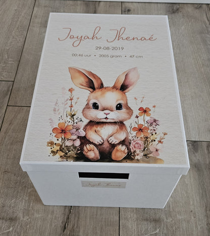 Bewaardoos met naam  schattig konijntje