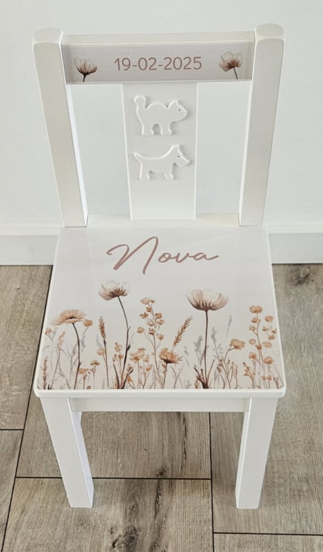 Stoeltje met naam Wildflowers
