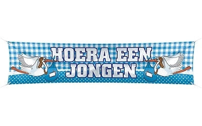 Spandoek / straatbanner  'Hoera een jongen'