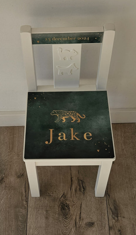 Stoeltje met naam en stoere Cheetah