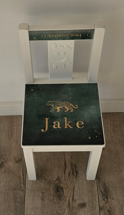 Stoeltje met naam en stoere Cheetah
