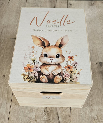 Houten herinneringskist met naam Konijntje