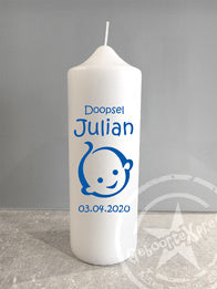 Doop- of geboortekaars met naam Babyhoofdje