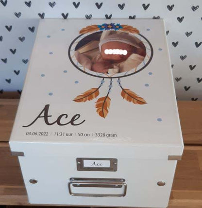 Bewaardoos met FOTO Dreamcatcher - blauw