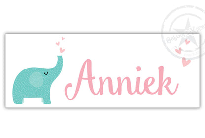Kunststof naambordje  geboorte olifant meisje