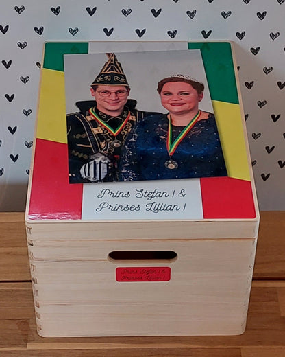 Bewaar-, herinneringsdoos Carnaval HOUT NATUREL GROOT