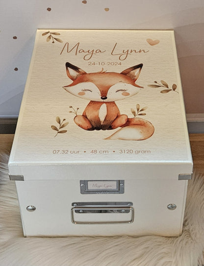 Bewaardoos met naam Schattig Vosje