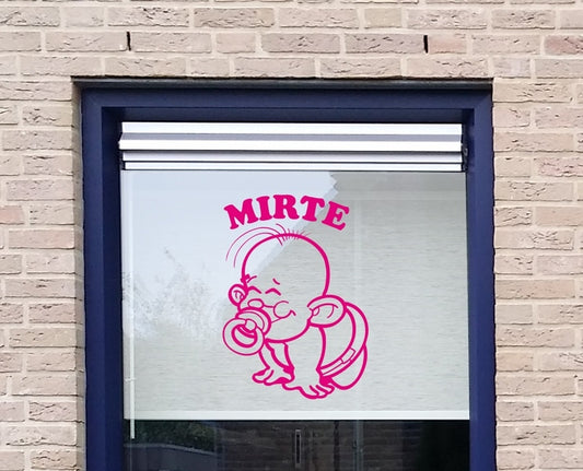 Raamsticker geboorte meisje - baby met speen