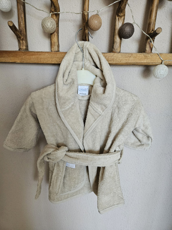 Badjas met naam 'beige' diverse maten