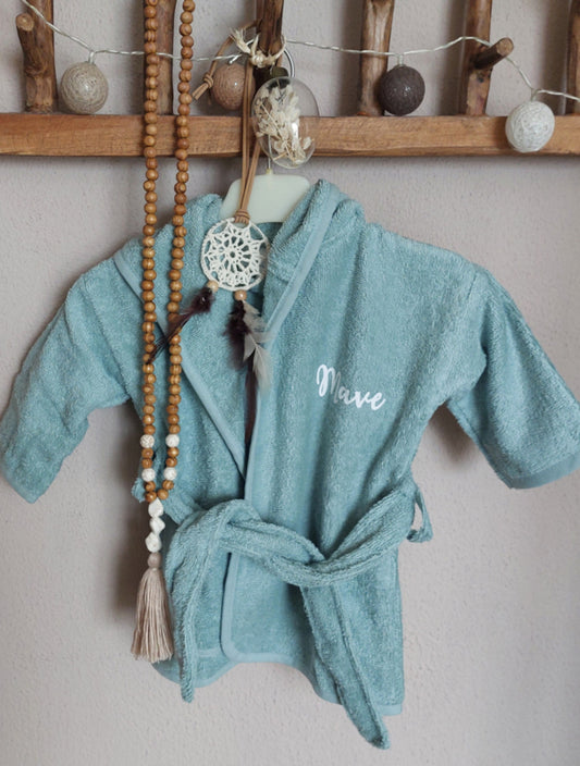 Badjas met naam  'stone green' diverse maten