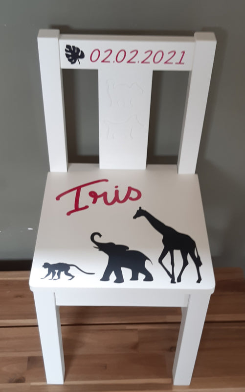 Stoeltje met naam en dieren Afrika meisje